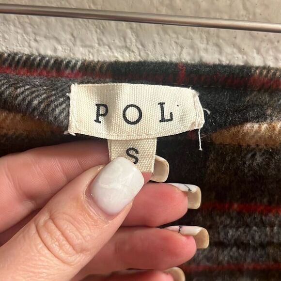 ✨POL Mini Skirt Size S Brown Tan Plaid Zip Front Flannel✨ - Picture 12 of 13